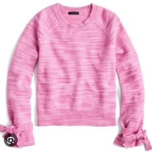 J Crew Women's Pink Alpaca Wool Blend Knkt Sweater Tie Sleeves Size Large